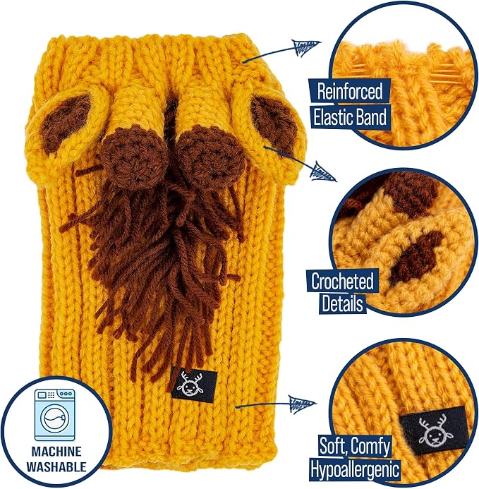 Zoo Snoods Giraffe Costume - Knit Dog Snood Ear Wrap for Pets, Warm Neck Cover for Halloween and Winter (Medium)