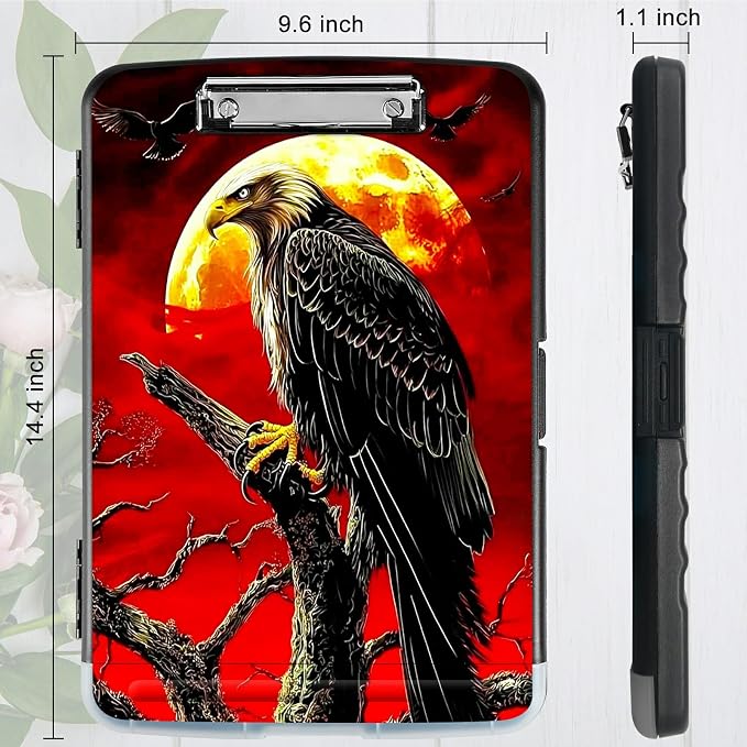 Red Sky Eagle A4 Clipboard with Storage Pen Holder, Clipboards Organizer Nursing Clipboard Foldable File Folder Plastic Clipboard Folio Clip Board for Office Students Classroom Doctor