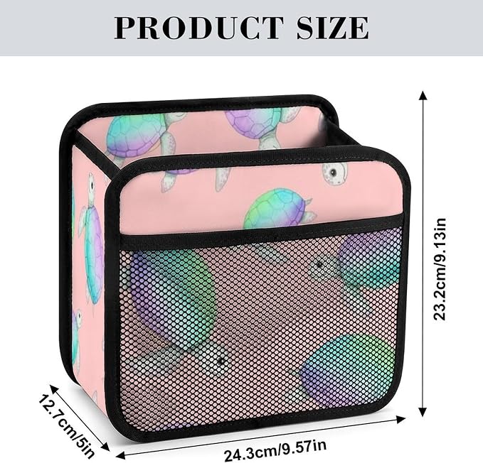 Auto Seat Back Organizer Car Hanging Storage Bag with Mesh Pocket, | Watercolor Sea Turtles Pink, PU Leather Vehicle Backseat Pouch Automotive Interior Accessories