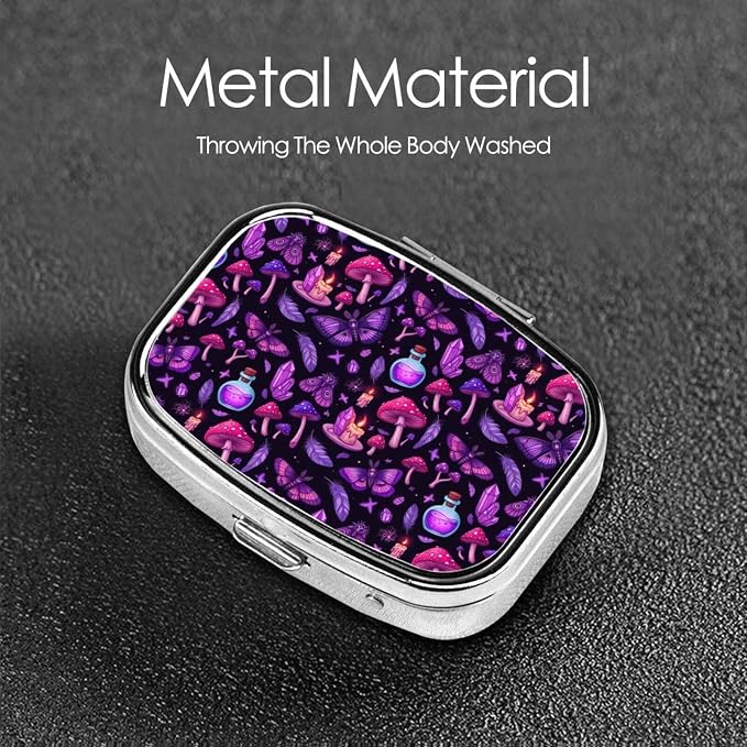 Travel Pill Organizer Portable Pill Case 2 Compartments Goth Magic Witch Witchy Small Pill Box Mini Daily Medicine Organizer Box