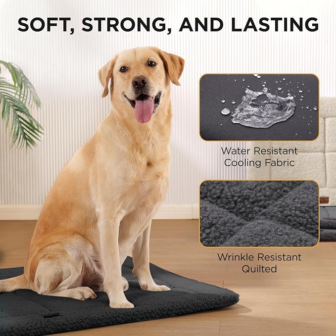 Joydeco Low Profile Dog Crate Mat Reversible Bed Pad, Washable Dog Pad Mat with Ultra Soft Fleece, Compact Design Kennel Beds Mats for Large Medium Small Pets, 36" x 27" Dark Gray