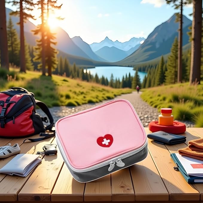 Pink Mini Outdoor First Aid Kit Bag Travel Portable Medicine Organizer Emergency Kit First Aid Kits