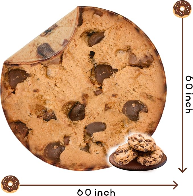 Bnuitland Cookies Funny Blanket, 300 GSM Double Sided Giant Realistic Food Blanket, Novelty Gift for Adults and Kids, Super Soft Flannel