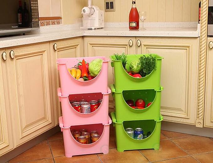 Basicwise Stackable Plastic Storage Bin - Clear Organizer Box for Closet, Pantry, Toys, Office - Sturdy, Cut Out Handles, Easy Access Even When Stacked - 10" W x 11" D x 9" H, Green
