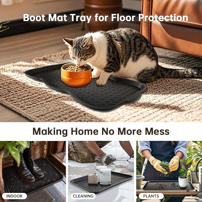 Boot Tray for Entryway, 9 Pack Waterproof Shoe Trays for Indoor Outdoor Use 30"x15" Durable Shoe Mat with Raised Edge, Non-Slip Tray for Boots, Pets, Garden & Muddy Shoes