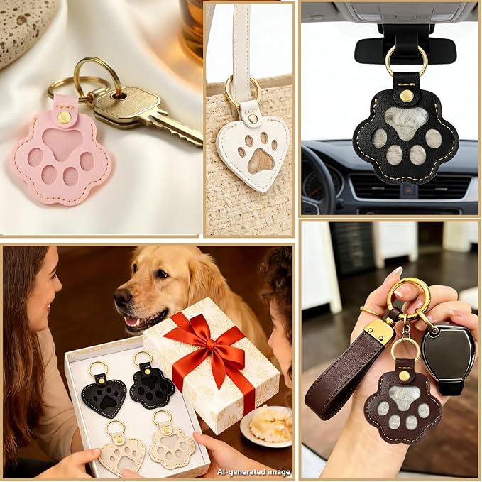 Pet Memorial Keychain for Dog: Heart Leather Keychain Holds 3g Pet Fur | LONANSHO Memory Pet Fur Keepsake Keychain - Holds 3g Pet Fur & 1.2" x 1.5" Photo - Memorial Gift for Dog Cat Owners