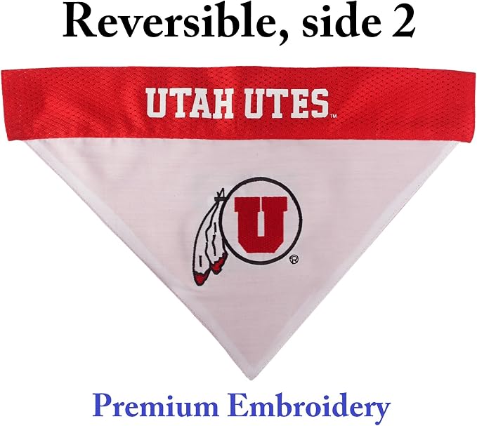 Pets First Collegiate Pet Accessories, Reversible Bandana, Utah Utes, Large/X-Large
