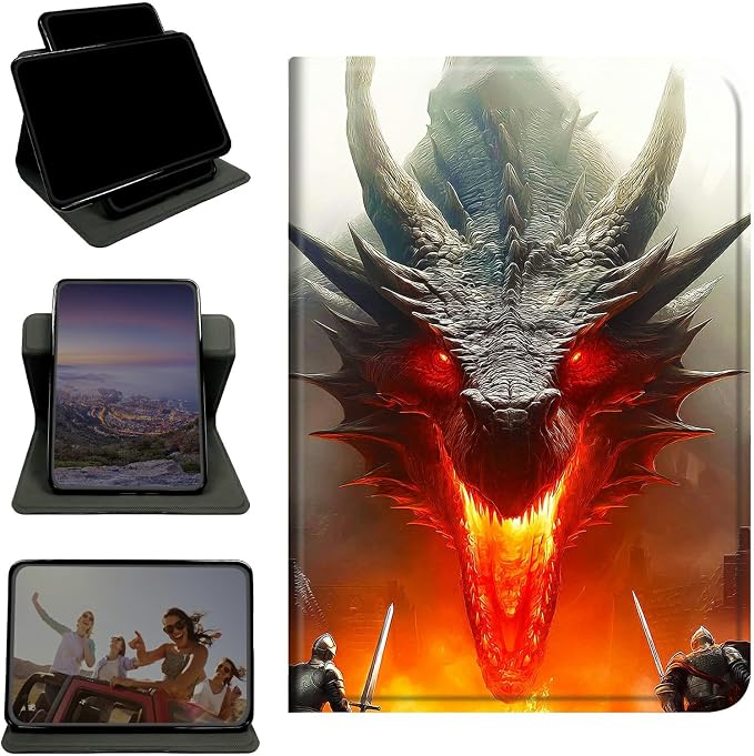 Case for Samsung Tab A11+ Plus 2026/Galaxy A9 Plus 11" 2024, 360 Degree Rotating Stand with Multi-Angle Vertical & Horizontal Viewing Shockproof Shell for Women Men, Grey Flame Dragon