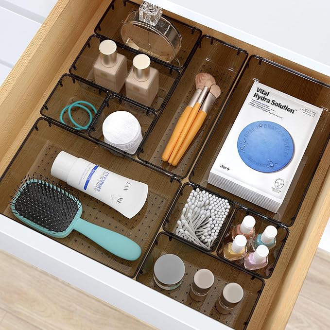 23 PCS Plastic Drawer Organizers Set, 4 Size Desk Drawer Organizer Trays | 4 Size Desk Drawer Organizer Trays for Makeup, Jewelry, Kitchen Utensils, Gadgets and Office
