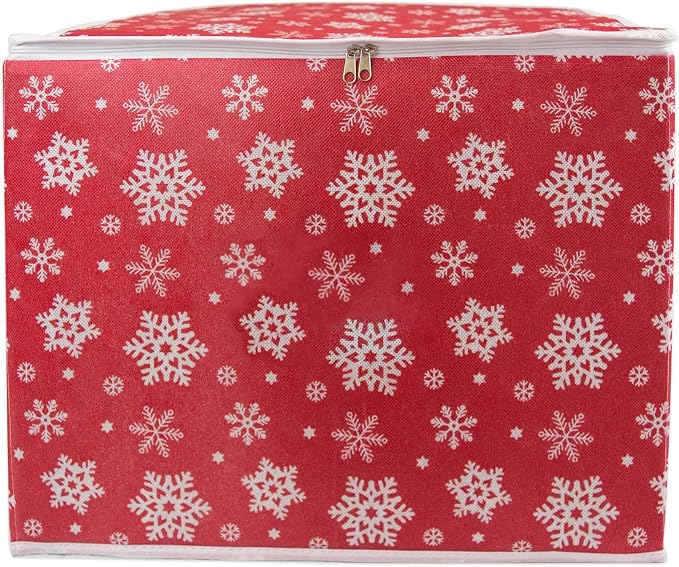 DII Christmas Storage Containers Collection Zippered with Dividers, Ornament; Large, 16x16x13, Snowflakes (Pack of 6)