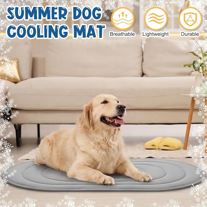 4 Pack Large Dog Cooling Mats 35" x 19" with Storage Bags, Reversible Ice Silk & Velvet Pet Cooling Pad, Summer Washable Bed for Crate, Sofa, Car, Travel