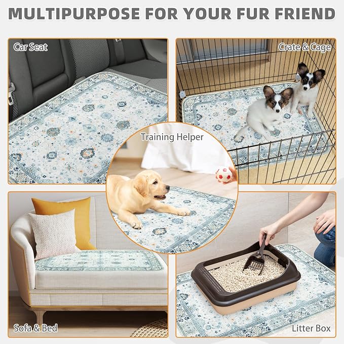 Washable Pee Pads for Dogs, 2 Pack Super Absorbent Reusable Puppy Training Pads Waterproof, Nonslip and Leak-Proof Dog Pee Pads, Large Pet Mats Whelping Pads for Floor, Crate, Couch 36"x36"