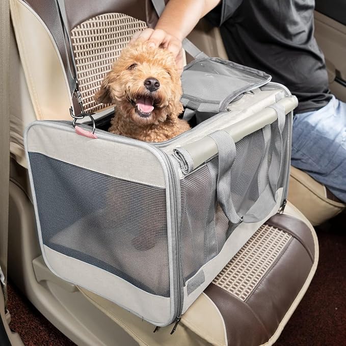 GAPZER Pet Carrier for Large Cat Soft-Sided Animal Traveling Bag up to 20lb | Privacy Protection Big Kitten Car Travel Cloth Carry Bag up to 20 lbs, Small Animal Portable Mesh Kennel Cage for Vet Visits