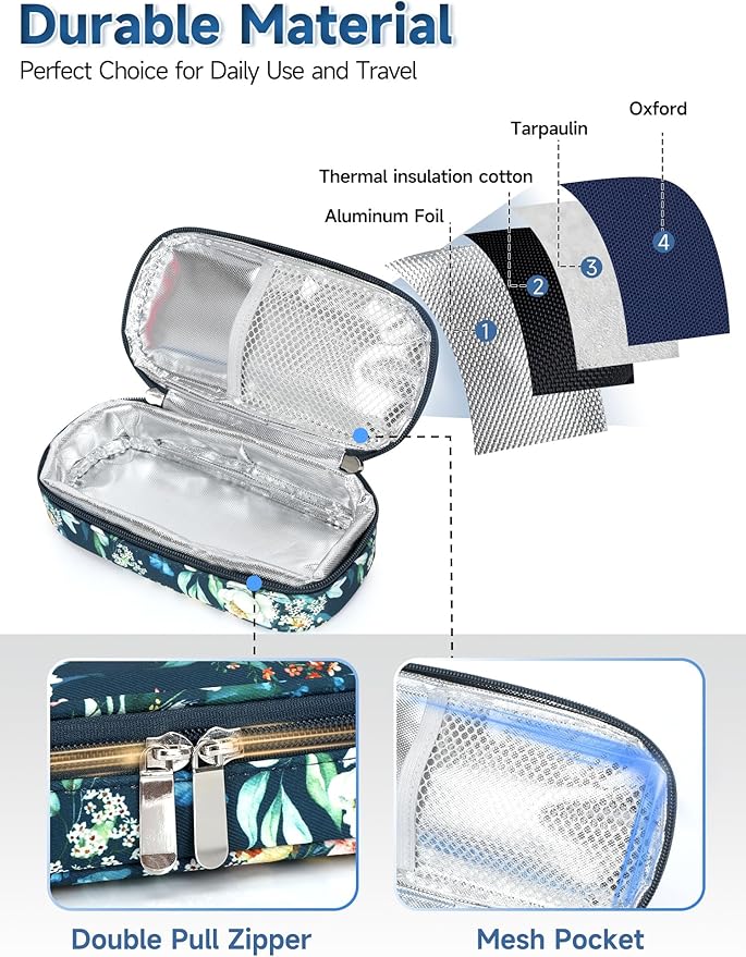 YOUSHARES Peptide Vials Cooler Travel Case - TSA Approved | Diabetic Insulin Vial Cooling Bag , Protective Ice Brick, Refrigerated Diabetes Supplies Organizer,GLP-1 Medication Storage