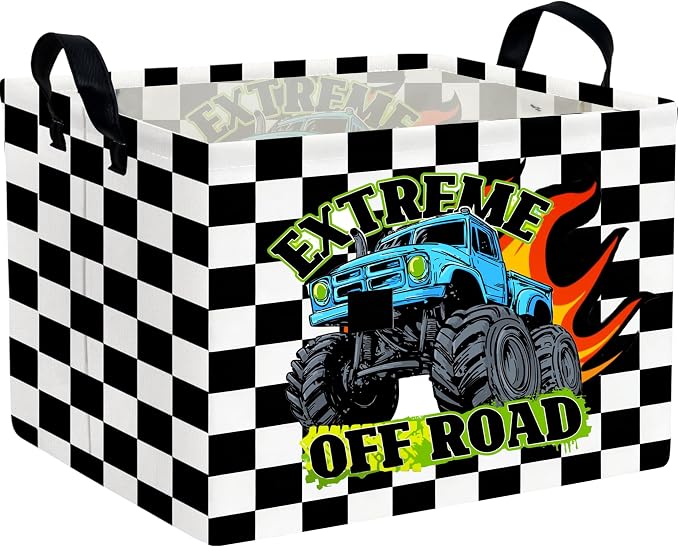 Rectangle Car Basket Cute Storage Bin Fish Box for Room Decor Gift Basket(Grid Car)