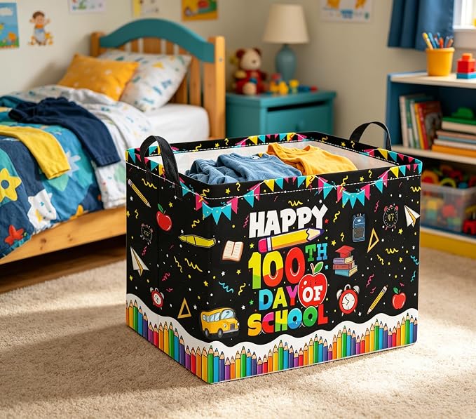 Rectangular Baby Kids Storage Basket for Home Kitchen Girls Cute Toy Storage Bin Organizer Shelf Book Room Decor(Celebration)
