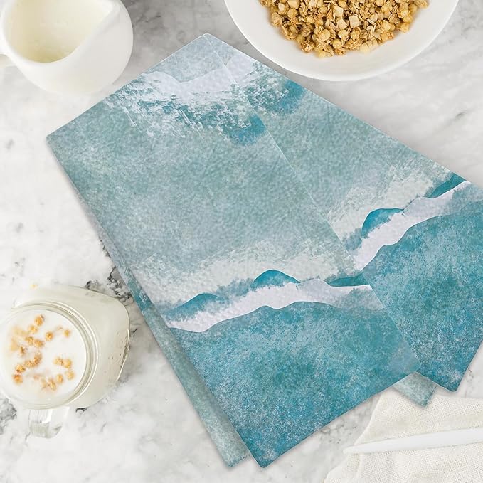Boho Sea Beach with Waves Hand Towels,Set of 2 Absorbent Bath Towel Kitchen Dish Towel Home Gym Hotel Bathroom Decor,16x24 Inches