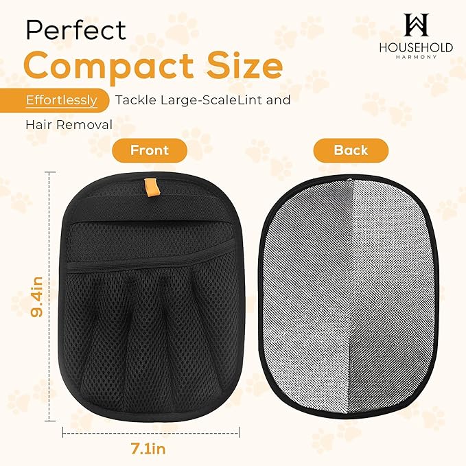 Pet Hair Remover Glove for Dogs & Cats, Reusable Electrostatic Pet Hair Glove for Couch, Carpet, Sofa, Car Seat, Bedding and Clothing, Strong Static Fur Pickup Multi Surface Lint and Fur Cleaning Tool