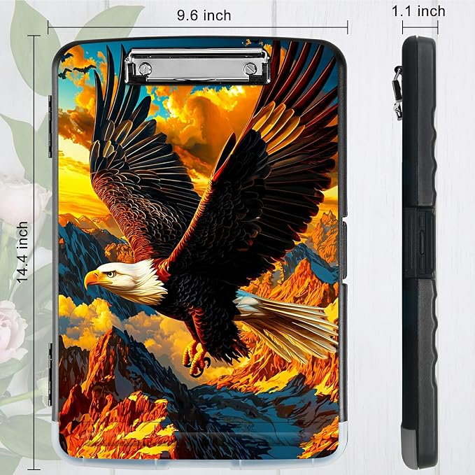 Mountain Eagle A4 Clipboard with Storage Pen Holder, Clipboards Organizer Nursing Clipboard Foldable File Folder Plastic Clipboard Folio Clip Board for Office Students Classroom Doctor