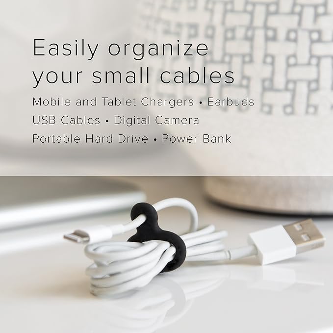 UT Wire Binditz Mini for Mobile Attachable Silicon Cable Wrap Earphone, Chargers & USB, Set of 8, Black