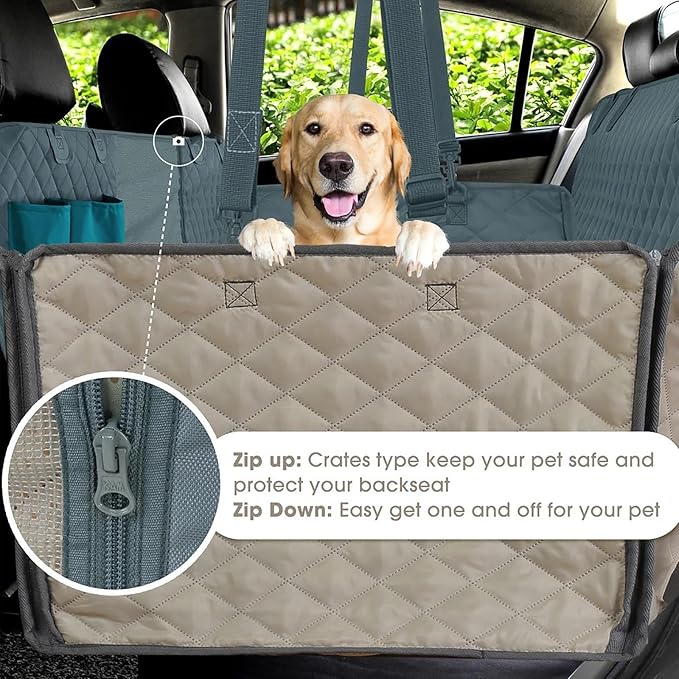 Dog Car Seat Cover for Geely Atlas/Geely Boyue/Coolray/Geely Bin | Waterproof Pet Car Hammock, Side Flaps Storage Pockets, Heavy Duty Scratchproof Dog Cover for Back Seat with Mesh Window