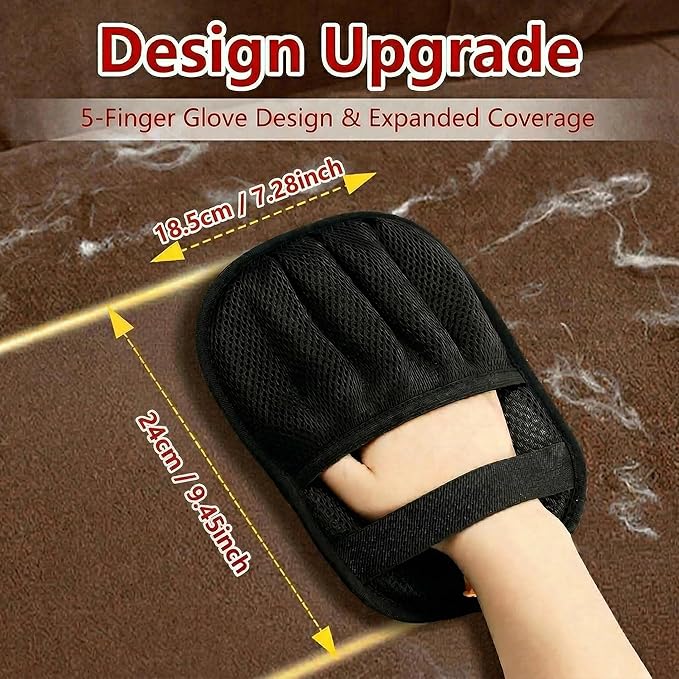 2Pcs Pet Hair Removal Glove, Upgraded Five-Finger Electrostatic Cat Brush & Dog Brush for Laundry, Couch, Carpet, Car Seat | Reusable Pet Hair Remover Tool