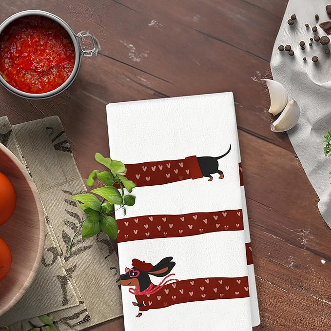 Funny Dachshund Kitchen Towels - Dachshund Dog Gifts for Dog Lovers Women, Cute Wiener Dog Dish Towels Dishcloths for Kitchen Bathroom Decorative 16x24 Inch