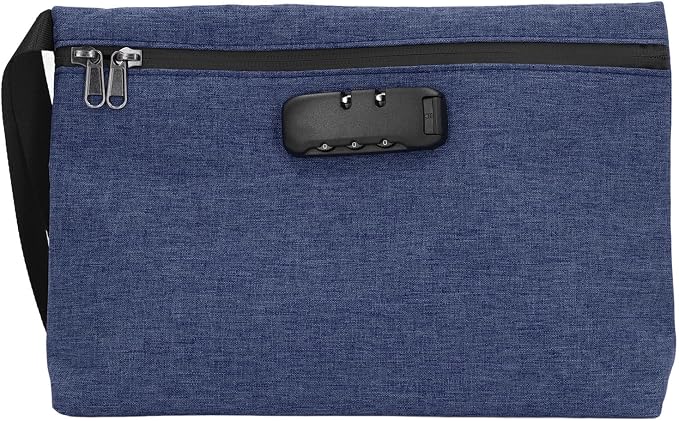 Smell Proof Bag, Odor Stash Container with Combination Lock and Activated Carbon Lining, for Travel Storage and Accessories Protection (Navy Blue)