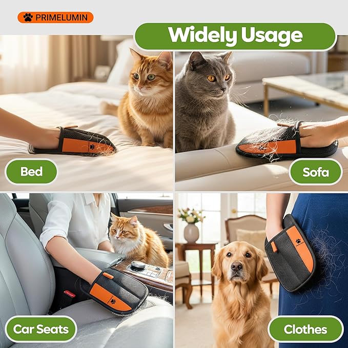 Pet Hair Remover Glove for Dogs & Cats – Redesigned Reusable Electrostatic Fur Remover Mitt for Couch, Furniture, Carpet, Car Seats & Clothes, Fast & Effortless Cleaning