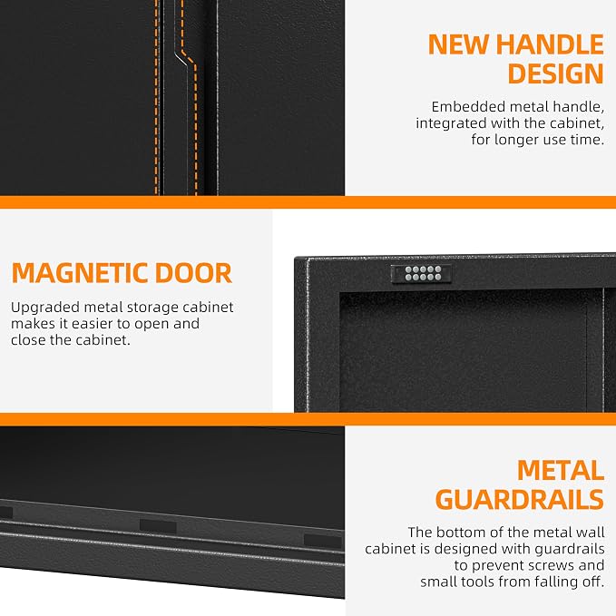 Garage Wall Cabinet with 2 Doors, Metal Wall Cabinet with Lock | 26''H Wall Mounted Cabinet, Lockable Floating Tool Cabinet, Steel Storage Cabinet for Kitchen,Office,Garage,Laundry,Warehouse