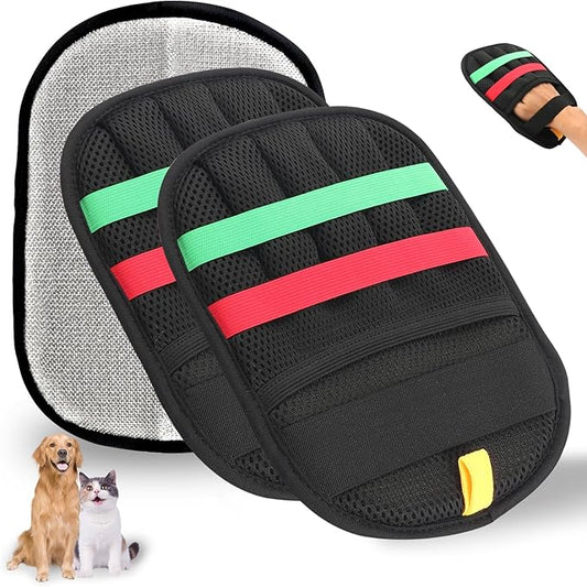 Pet Hair Remover Glove for Dogs & Cats, Newly Upgraded Reusable Electrostatic Pet Hair Gloves, Pet Hair Remover Tool for Clothing, Couch, Carpet, Car Seat (2Pcs - Black)