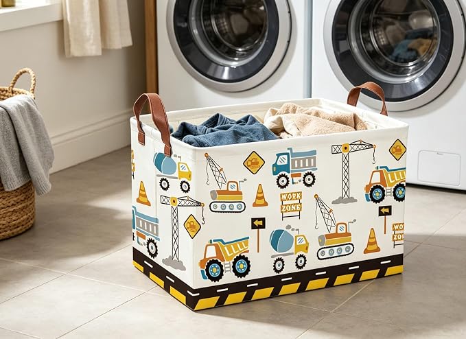 Car Basket Rectangular Book Basket Storage Bin Organizer Book Shelf Box Room Decor(Engineering vehicle)