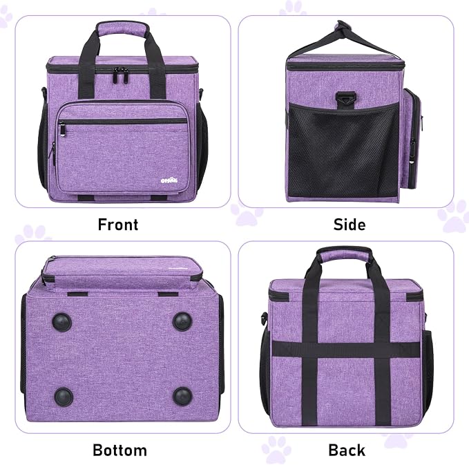GMAK Pet Grooming Bag,Pet Hair Clipper Organizer Grooming Bag for Equipment | Dog Grooming Tote Bags Pets Tools Supplies Organizer for Dog Cat Equipment, Grooming Tools and Accessories, Purple