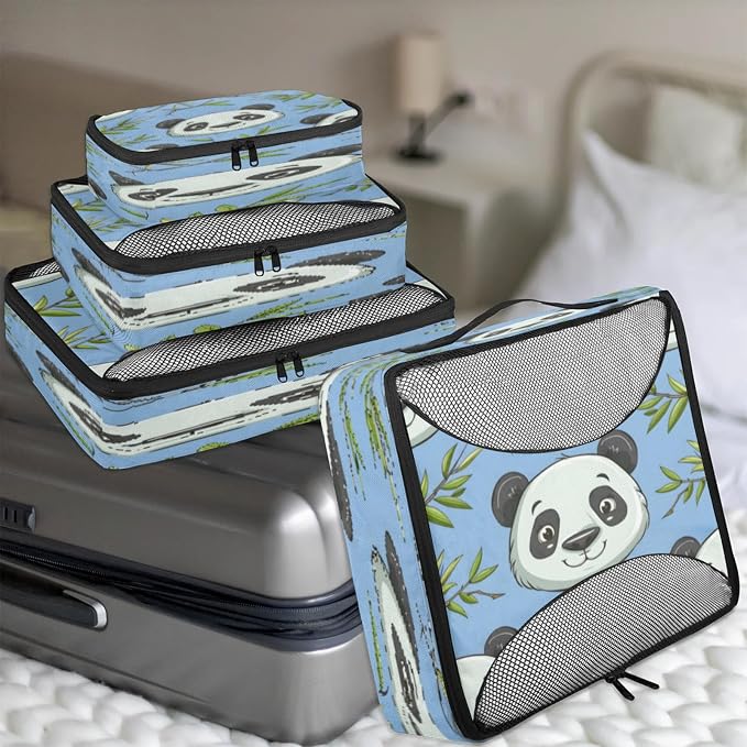 Packing Cubes for Travel, Wild Animal Print Travel Luggage Packing Organizers for Women Men, Large Custom Toiletries Bag for Cosmetics Toiletries, Pandas