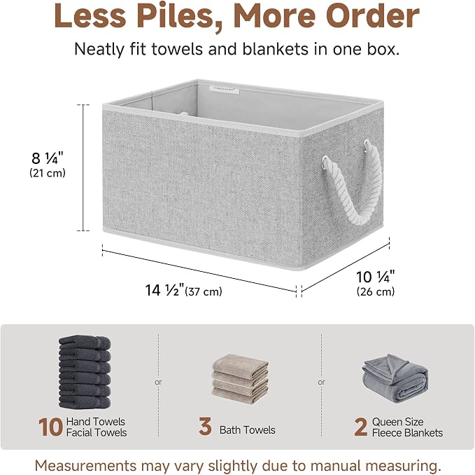 StorageWorks Storage Baskets for Shelves, Closet Organizers and Storage Bins, Fabric Organizer Bins for Clothes, Closet Shelf Organizer, Gray, Large, 3-Pack | Close Storage Baskets for Shelves, Fabric Organizer Bins for Clothes, Closet Shelf Organizer