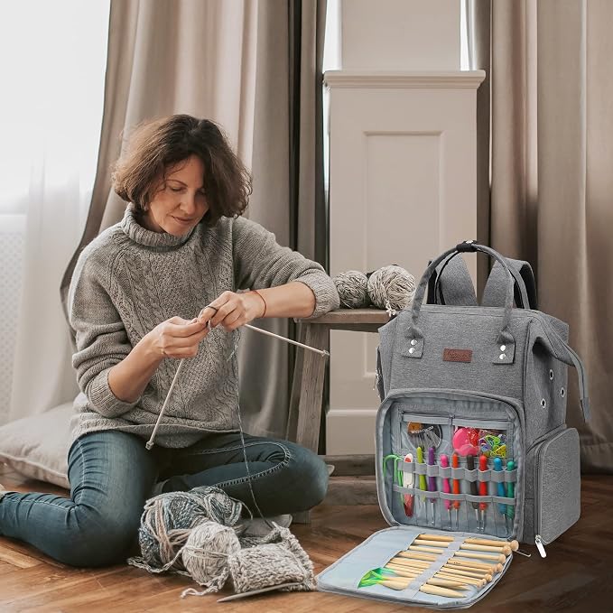 crochet bag,knitting bagBackpack and Tote Bag Storage Bag ，Large capacityYarn Storage Organizer Travel Crochet Bag Women Carrying Crochet Accessories Knitting Needles Crochet