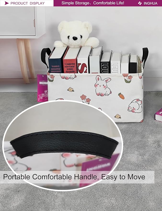 Rectangular Rabbit Storage Basket Gift Bag | Gifts Bag for Toys,Books,Clothes,Gifts,Pets-Perfect for Home,Office,Nursery,Dorm,Shelf
