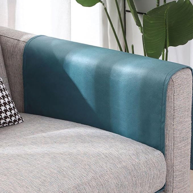 Tech Fabric Arm Rest Covers for Sofa, Anti-Cat Scratching Couch Arm Covers with Side Pocket Anti-Slip Furniture Protector Arm Chair Covers Waterproof Armrest Organizer(Blue)