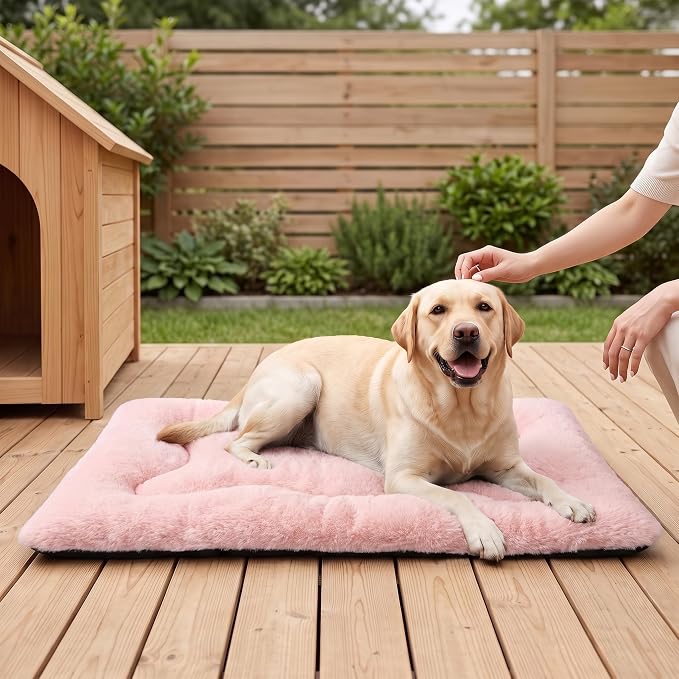 Dog Bed 42" for Metal Crate Pad,Washable Sleeping Mat for Medium/Large Pets | Soft faux rabbit fur, non-slip,machine wash/dry, plush cushioning, for crates, floors & travel, multiple sizes for all breeds