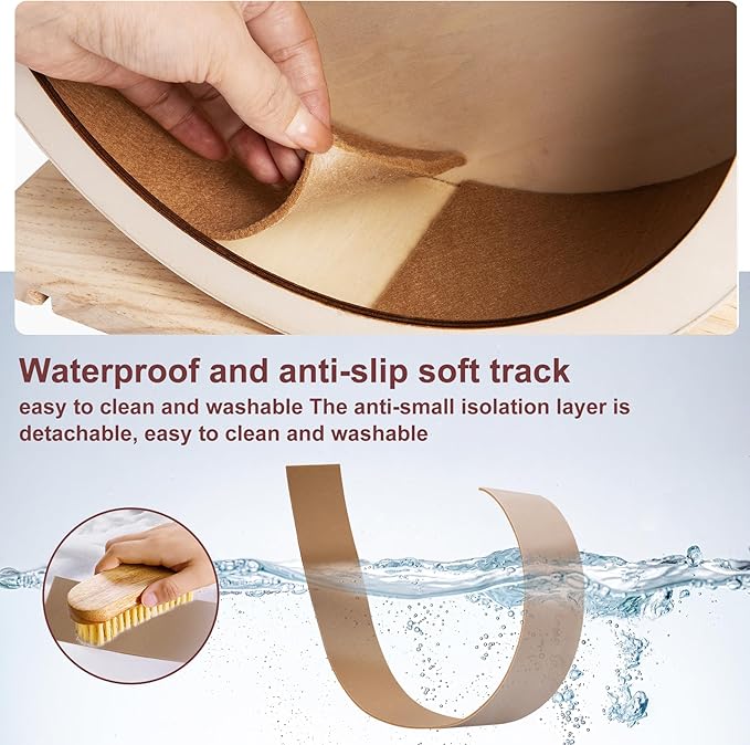 antiai Hamster Wooden Silent Wheel, 9.8 Inch Small Animal Exercise Wheel Accessories, Quiet Spinner Hamster Running Wheels Prevent Depression Toys for Hamsters, Gerbils, Mice and Other Small Pets（L）
