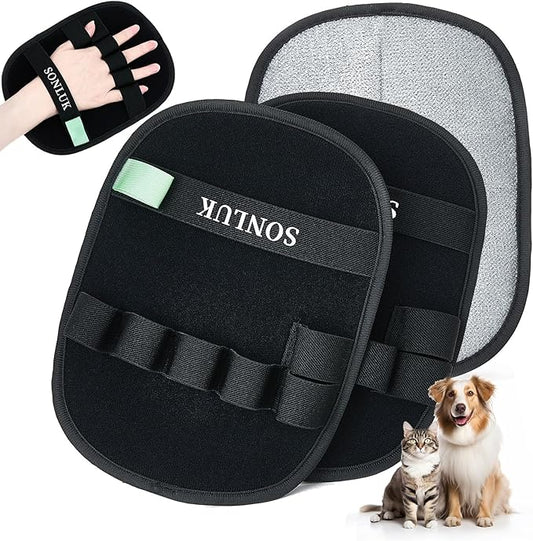 2 Pack Pet Hair Removal Glove,Upgraded 5-Finger Pet Hair Remover Glove for Dogs&Cats,Reusable Electrostatic Magic Brush Pet Hair Removal Tool for Laundry,Furniture,Carpets,Car Seats(Black)