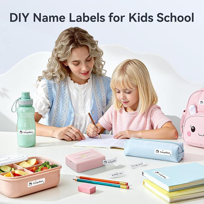 NIIMBOT D110 Mini Label Maker Machine with Tape for Home School, Pink | Portable Label Printer Bluetooth Thermal Sticker Labeler with Multiple Templates for Office Kitchen Jars Organization