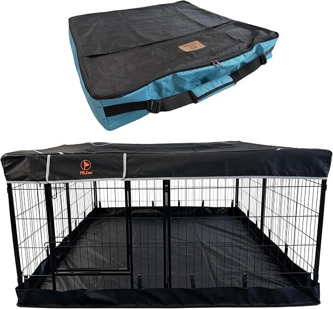 PJYuCien Puppy Playpen Plus Storage Bage with Bottom & Top Cover, 31.3" H | Heavy Duty, Dog Fence for Small Dogs, Foldable Square Pen, Indoor, Outdoor, Backyard Pasture, Camping, Protects Floors