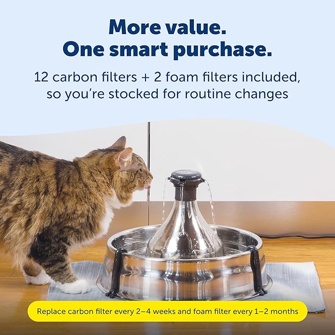 PetSafe Stainless Multi-Pet Fountain with Extra Filters Great for Multiple Pet Households Customizable Stream Options Scratch and Rust Resistant 128 Oz Water Capacity Fresh, Filtered Water