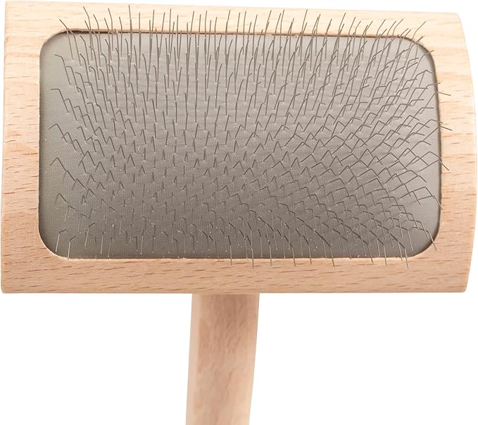 Chris Christensen Mark VI Curved Back Slicker Brush for Dogs, 12mm Pins, Groom Like a Pro, Handcrafted Lightweight Beechwood Ergonomic Handle, Stainless Steel Pins, A5VI, Medium. Made in Germany.