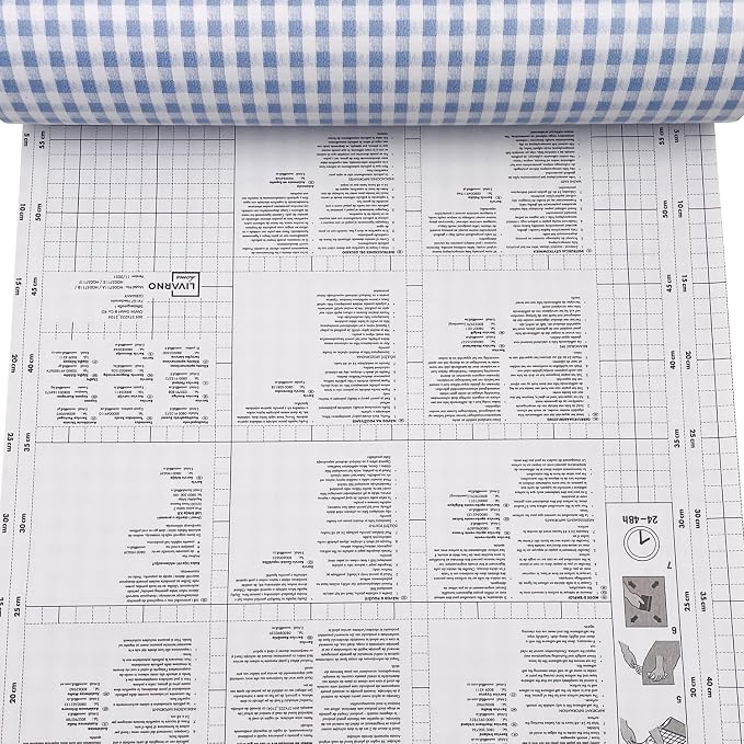Mediterranean Style Furniture Paper Blue-White Gingham Countertop Door Sticker Shelf Liner 17.7inch by 9.8 Feet by LoveFaye