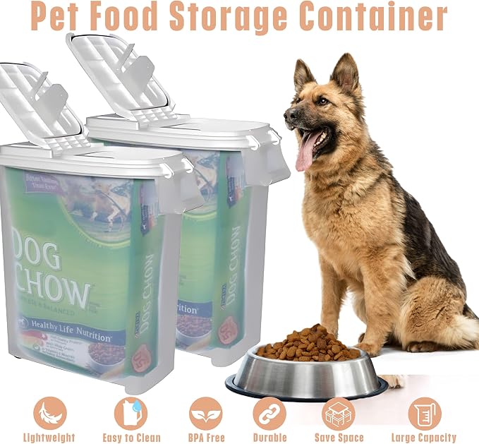 Buddeez Airtight Rolling Pet Food Storage Container, 50 Quart, with Scoop | For dog food, cat food or bird seed, Rolling bin for easier movement, Includes scoop