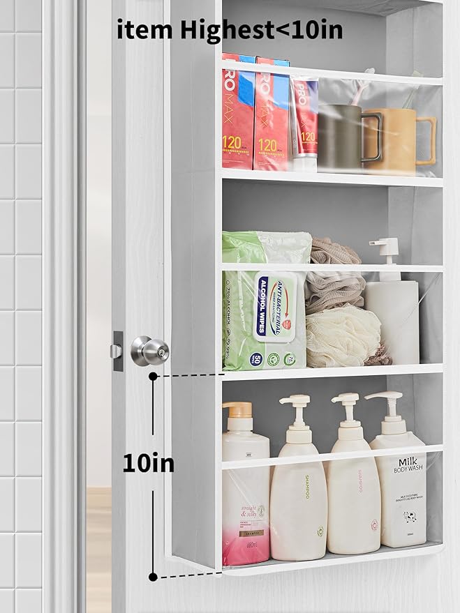 JARLINK Over The Door Toy Storage Organizer w/Clear Window, Grey, 2 Pack | Anti-Tilt 44 lb Load Capacity, Baby Toy Storage Organizer for Stuffed Animals, Nursery, Kid Bedroom, Newborn Baby Essentials