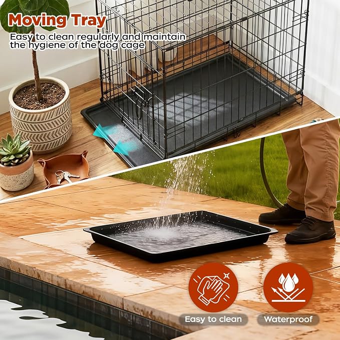 BestPet | Dog Crate | 24" | Black | Foldable Metal Kennel with Single Doors, Secure Slide-Bolt Latches, Leakproof Tray | Portable Dog Cage for Small Breeds | for Travel, Indoor & Outdoor Use