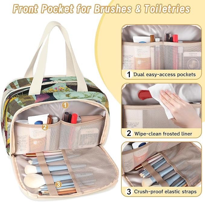 Black Grouse Chicken Travel Toiletry Bag for Women | Summer Forest Lightweight Waterproof Makeup Cosmetic Bag Large Tote Organizer for Traveling, Toiletries, Accessories